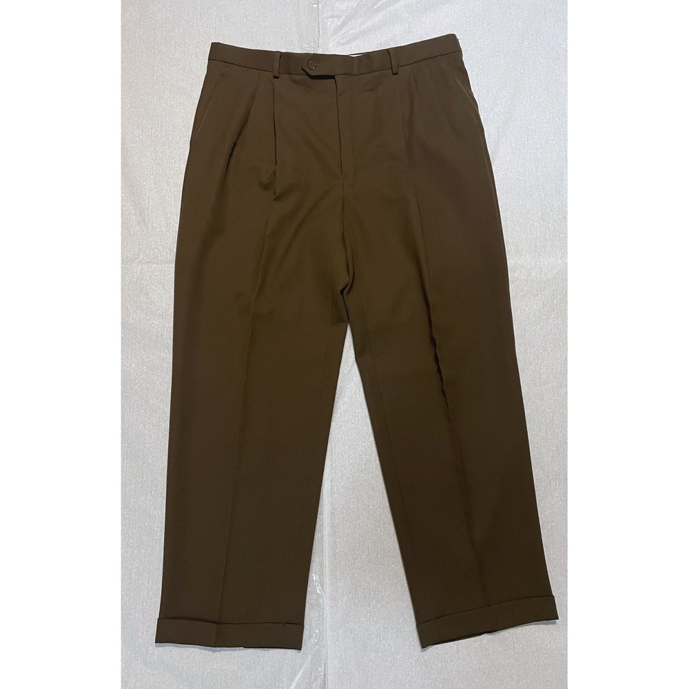 Vintage Monsieur by Givenchy Men's Pleated Khaki Brown Dress Pants